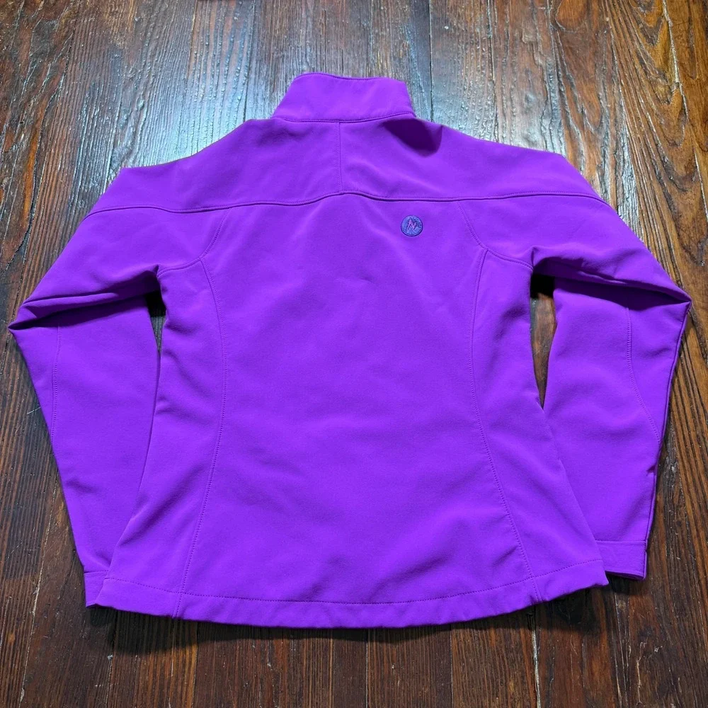 Marmot Jacket Womens Small Purple Soft Shell Midweight Lined Full Zip Gorp - EUC